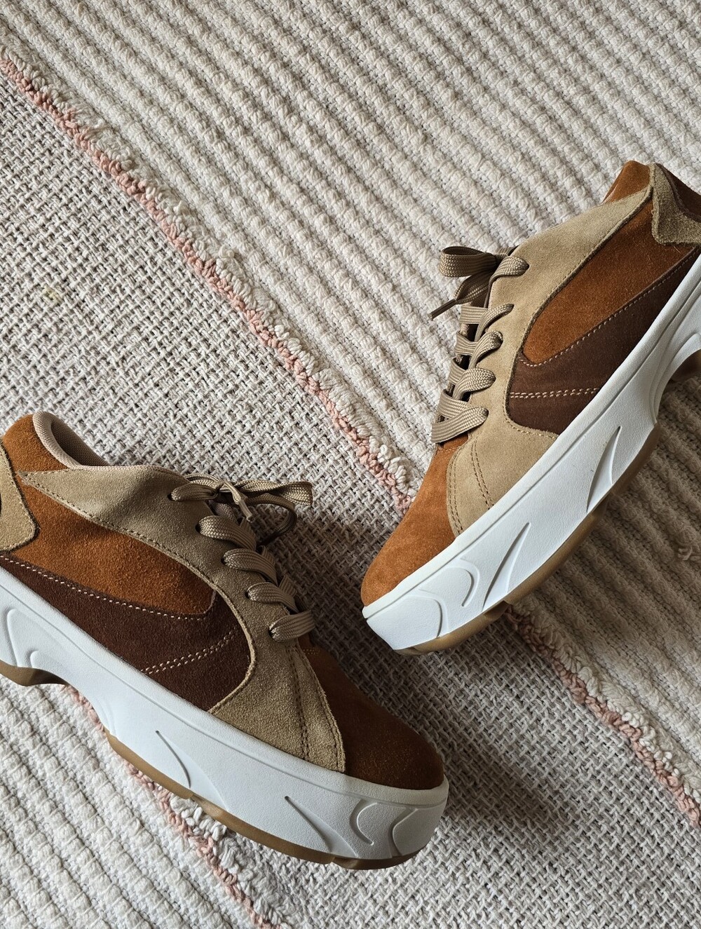 Jeffrey Campbell Limit Platform Sneaker Camel Beige Suede NWB